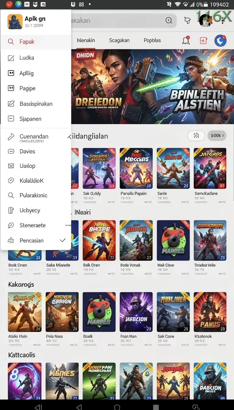 Cuplikan layar SUPERSVIP — menu navigasi
